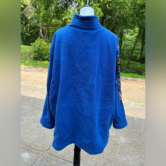 Vintage Bob Mackie Wearable Art Fleece Jacket 3X Royal Blue Floral Embroidered - Picture 7 of 14